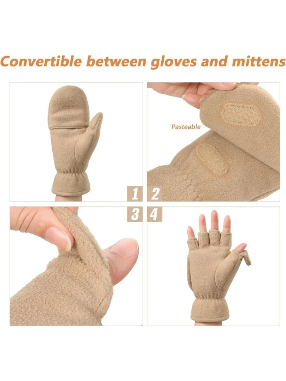 Cozy Fingerless Convertible Mittens for Women & Men - Warm Winter Gloves